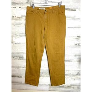 Pilcro Women’s 30 Mustard Linen Blend Straight Leg Casual Pants Zip Front